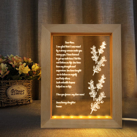 Custom Handwritten Message Night Light Wooden Modern Gift for Mom
