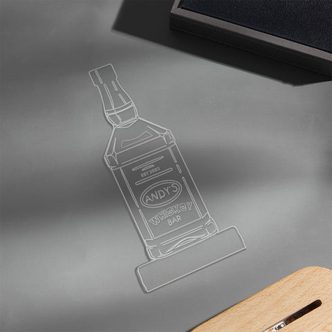 Whiskey Bottle LED Lamp with Custom Name Personalized 7-Color Bar Light