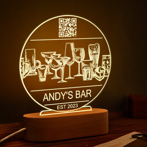 Personalized 3D LED Bar Sign Lamp with Custom Text and QR Code