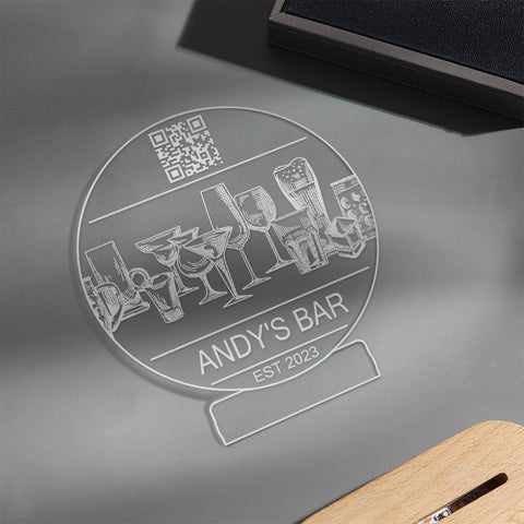 Personalized 3D LED Bar Sign Lamp with Custom Text and QR Code