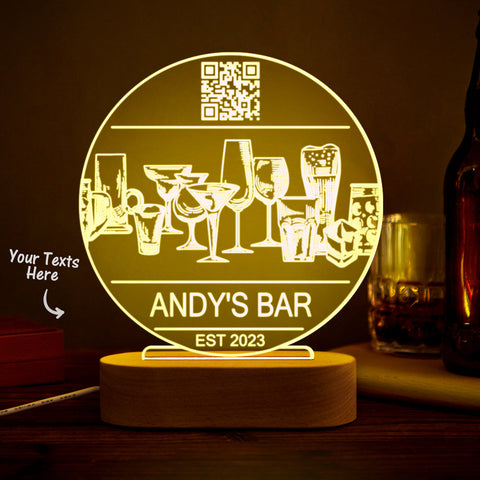 Personalized 3D LED Bar Sign Lamp with Custom Text and QR Code