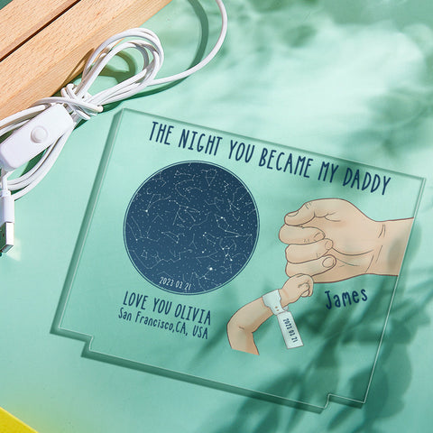 The Night You Became My Daddy Custom Star Map Night Light wih Name