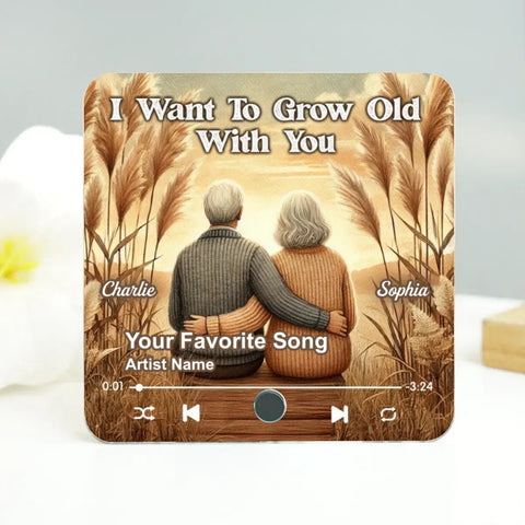 "You & Me We Got This" Old Couple in the Fall Season Custom Music Fridge Magnet