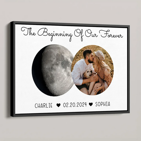 The Beginning Of Our Forever Custom Couple Photo Moon Phases Canvas/Framed Poster/Poster