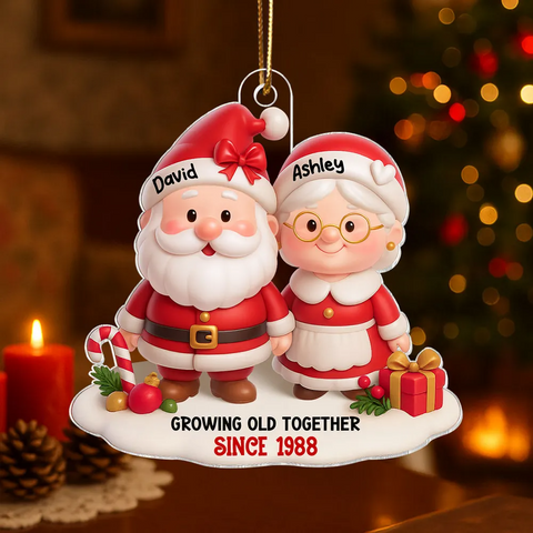 Santa Couple Growing Old Together Custom  Acrylic Christmas Ornament