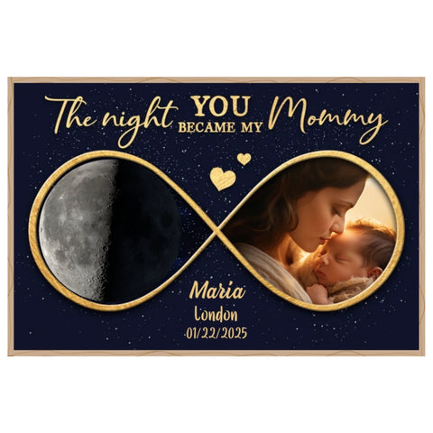  The Night You Became My Mommy Custom Moon Phase Baby Photo Poster/Canvas/Framed Poster