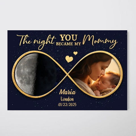  The Night You Became My Mommy Custom Moon Phase Baby Photo Poster/Canvas/Framed Poster