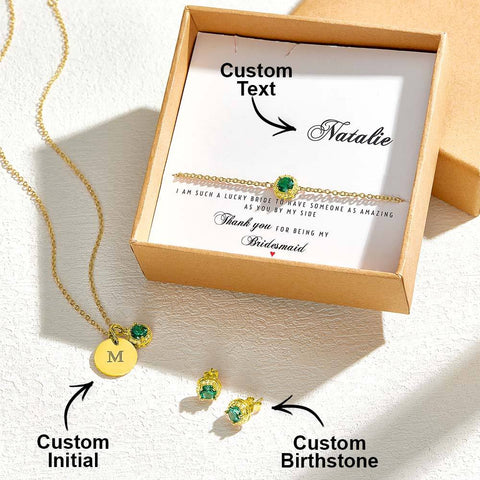 Personalized Earrings Bracelet Necklace Jewelry Set