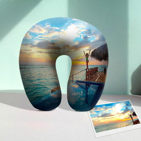 Personalized Photo U-Shaped Travel Pillow Custom Neck Support
