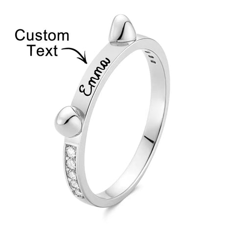 Custom Cat-Shaped Ring with Engraved Name