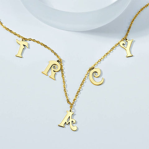 Personalized Letter Initials Silver Necklace