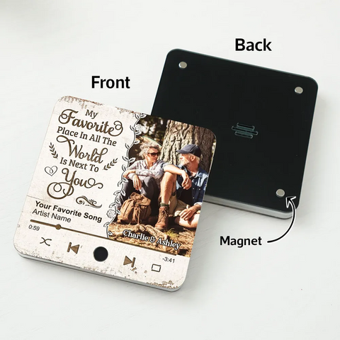 "Favorite Place In The World" Custom Couple Photo Music Fridge Magnet
