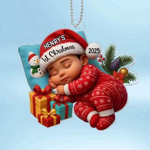 Custom Sleeping Baby's 1st Christmas Acrylic Ornament
