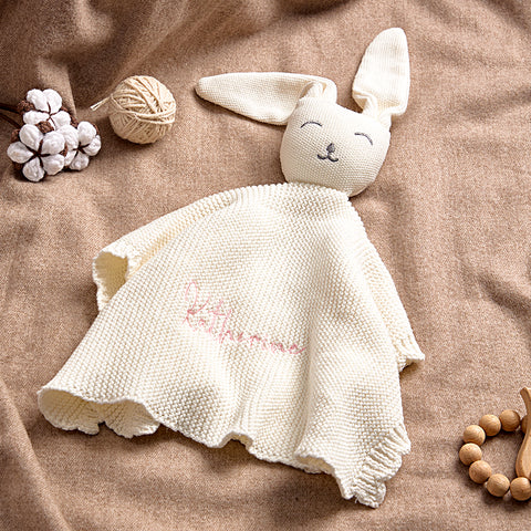 Custom Name Baby Bunny Soothing Towel Personalized Comfort Toy for Newborns