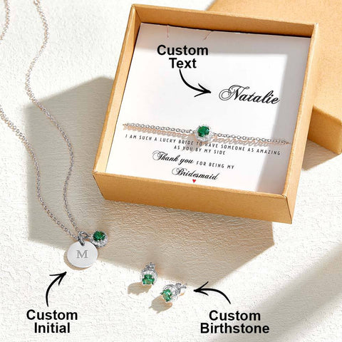 Personalized Earrings Bracelet Necklace Jewelry Set