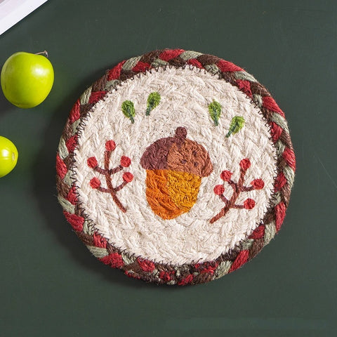 Handmade Round Christmas Jute Placemats Artisan Holiday Table Decor