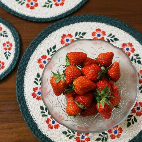 Handmade Round Christmas Jute Placemats Artisan Holiday Table Decor