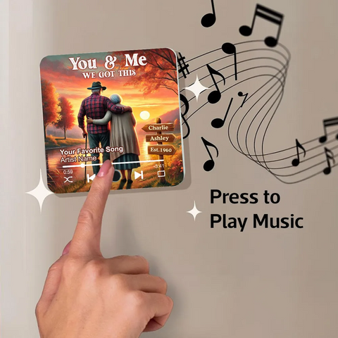 You & Me We Got This Old Couple At Lake Sunset Custom Music Fridge Magnet