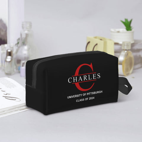 Custom Men's Travel Toiletry Bag with Personalized Initials and Text