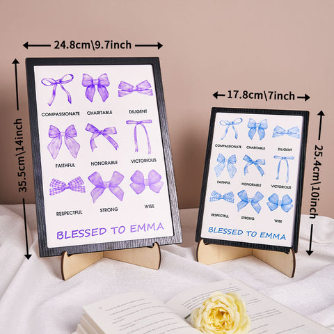 Custom Bow & Blessings Wooden Plaque Religious Birthday Gift for Her