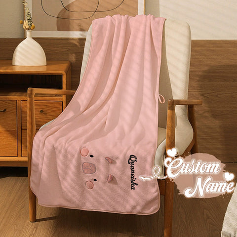 Personalized Bath Wrap for Her Cute Soft Towel with Name Embroidery