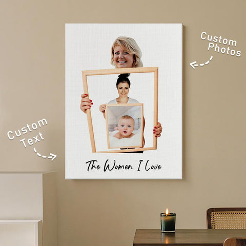 Custom Multi-Generation Family Photo Canvas Wall Art