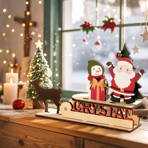 Personalized Christmas Sleigh Wooden Desk Plaque with Name