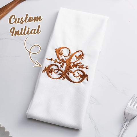 Personalized Linen Napkin with Embroidered Custom Monogram