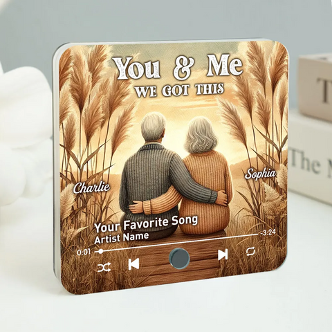 "You & Me We Got This" Old Couple in the Fall Season Custom Music Fridge Magnet