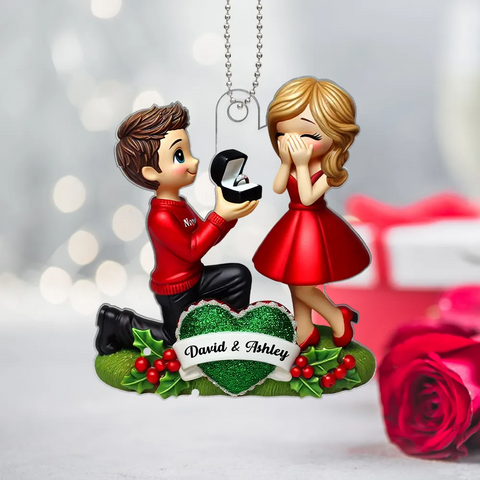 3D Effect Marriage Proposal Custom "She Said Yes!" Acrylic Ornament
