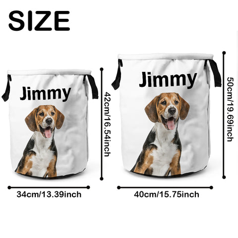 Custom Pet Photo Storage Basket with Name Toy & Laundry Organizer for Kids or Pet Lovers