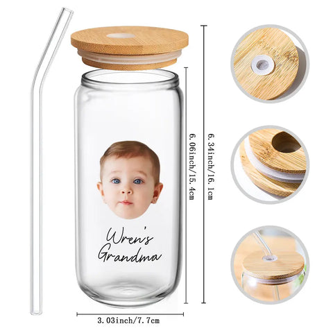 Grandma’s Treasured Glass Tumbler with Custom Baby Photo and Name