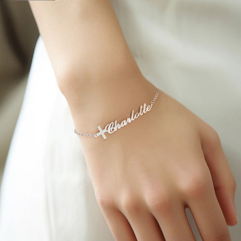Personalized Faith Bracelet with Cross and Name