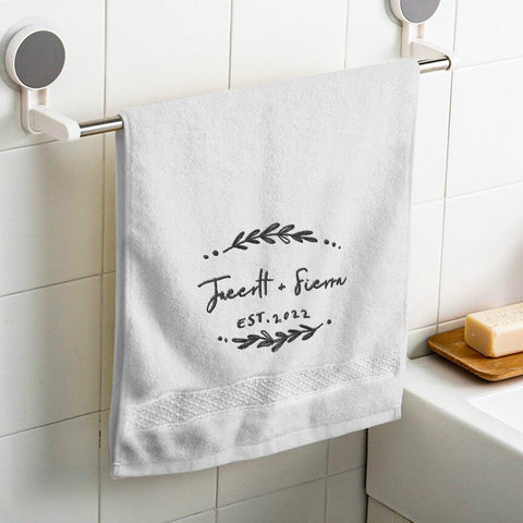Personalized Couple’s Anniversary Towel with Custom Embroidered Name & Date