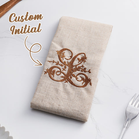 Personalized Linen Napkin with Embroidered Custom Monogram