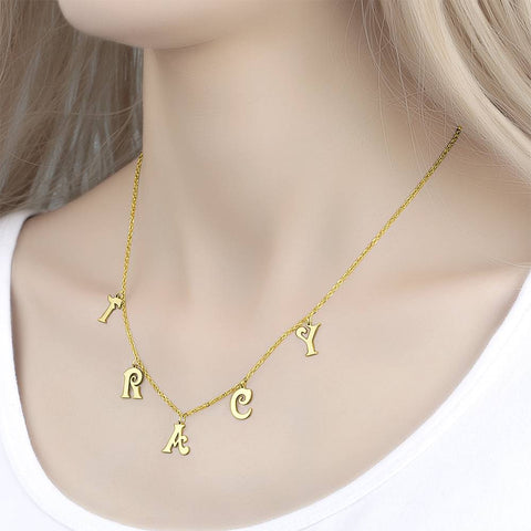 Personalized Letter Initials Silver Necklace