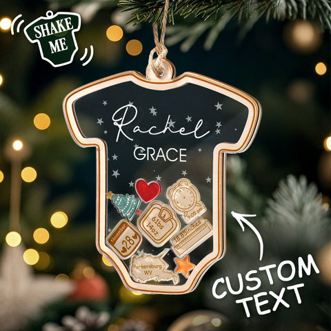 Personalized Baby’s First Christmas 4D Shaker Ornament Custom Newborn Keepsake Gift