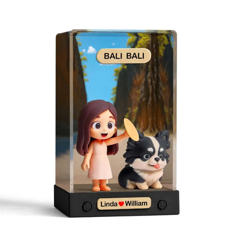 Custom 3D Mini Figure from Photo with Personalized Background & Acrylic Display Box