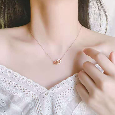 Double Ring Necklace with Personalized Message Card