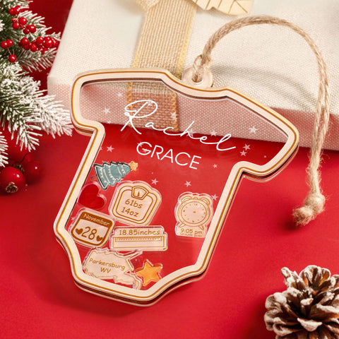 Personalized Baby’s First Christmas 4D Shaker Ornament Custom Newborn Keepsake Gift