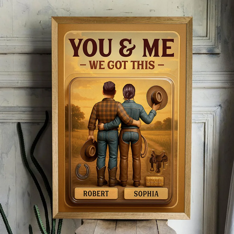 "God Blessed The Broken Road" 3D Effect Custom Couple Figurine Canvas Print/Framed Poster/Poster 