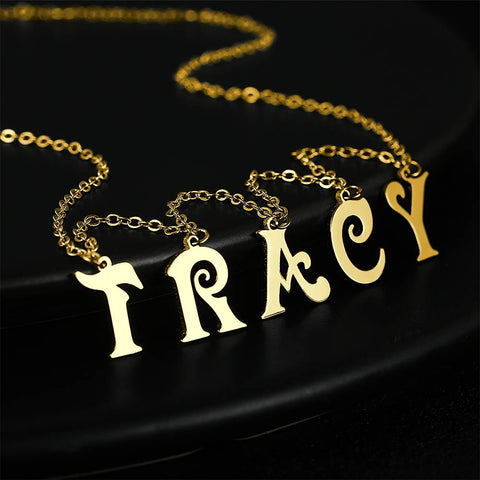 Personalized Letter Initials Silver Necklace