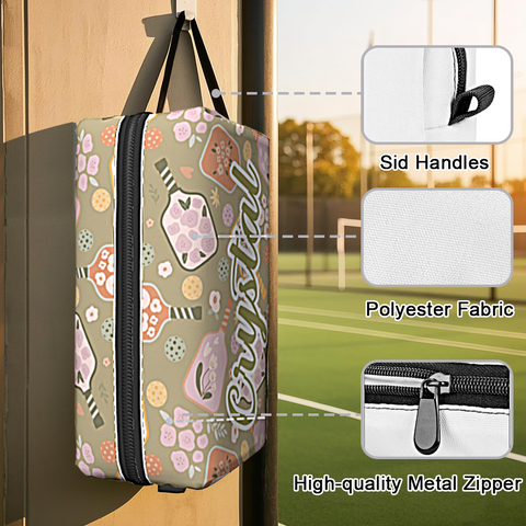 Custom Name Pickleball Bag with Retro Floral Design