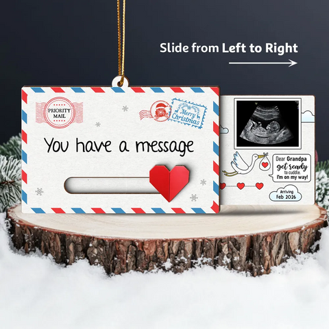 New Baby Reveal Hidden Message - Custom Photo Slider Ornament