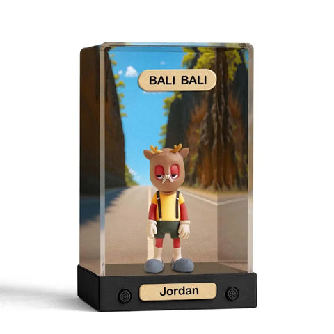 Custom 3D Mini Figure from Photo with Personalized Background & Acrylic Display Box