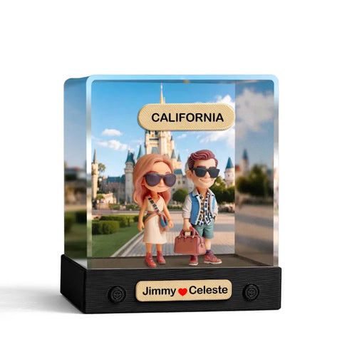Custom 3D Mini Figure from Photo with Personalized Background & Acrylic Display Box