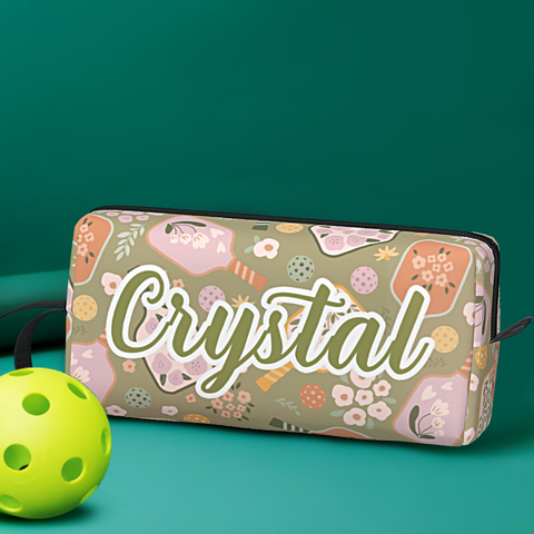Custom Name Pickleball Bag with Retro Floral Design