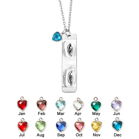 Personalized Birthstone Eye Photo Necklace