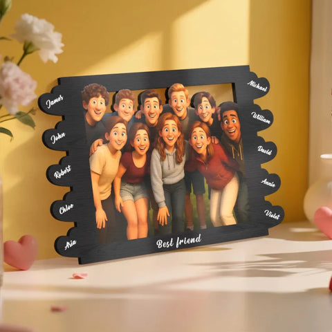 Personalized Cartoon Style Heart-Shaped Name Photo Frame