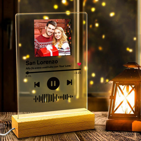 Custom Photo & Song Code Acrylic Night Light Personalized Music Plaque